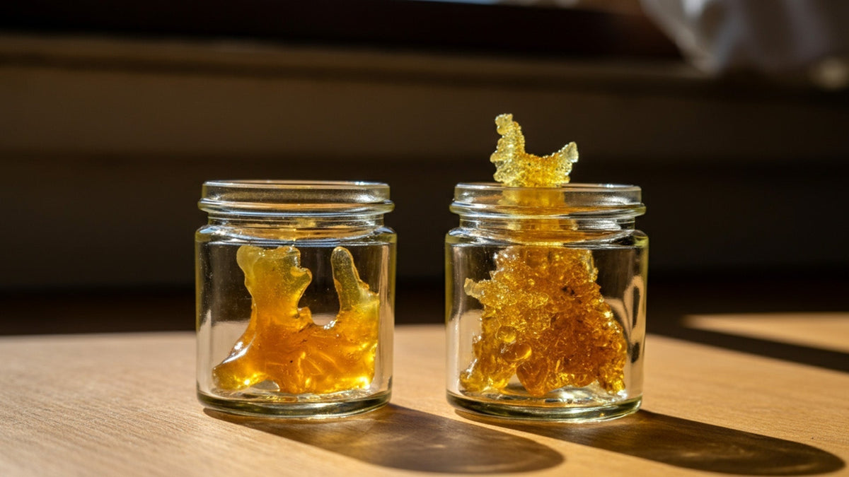 different nine realms live rosin and live resin extracts on the table