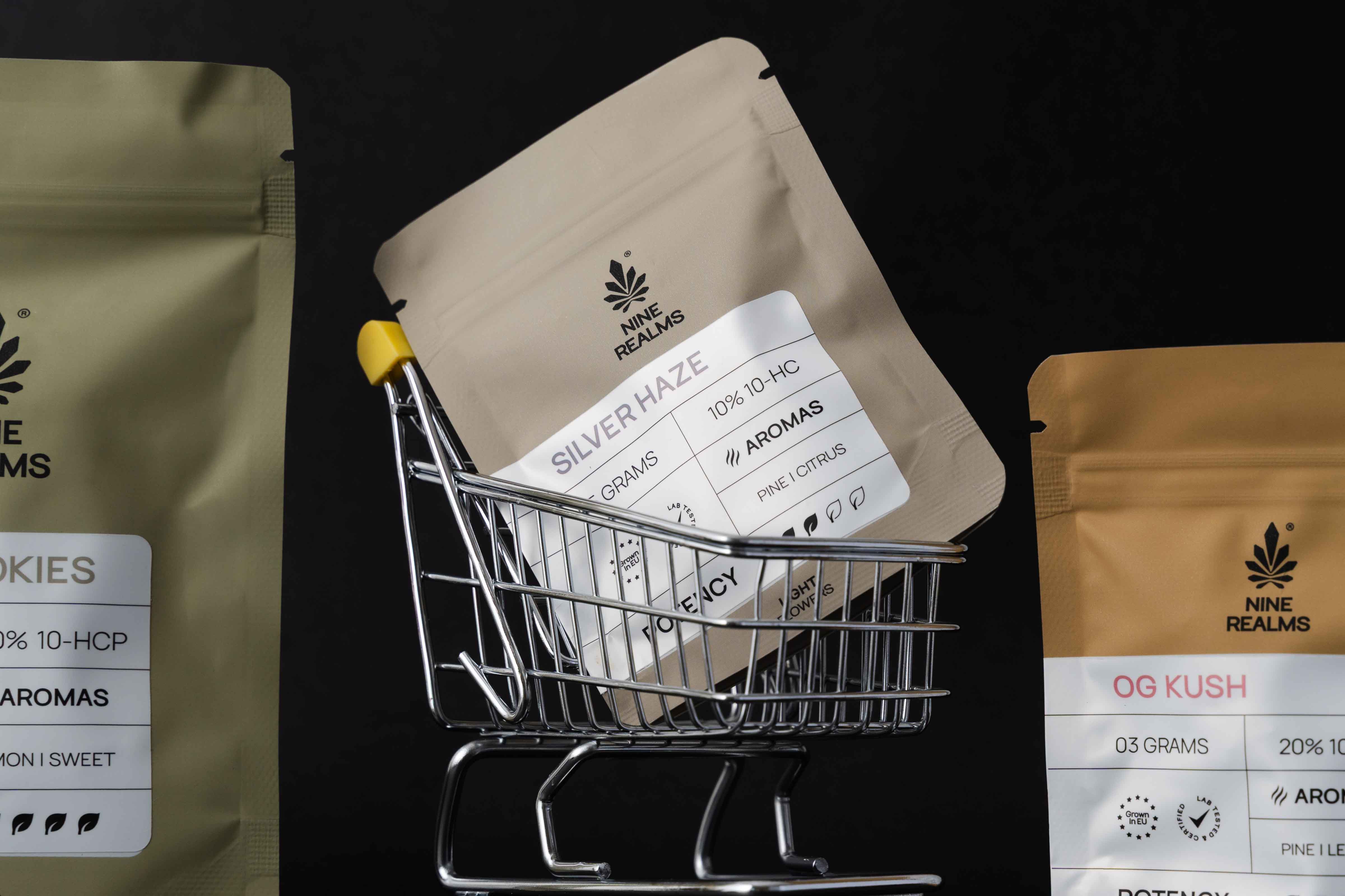 Nine Realms basket full of Best Selling 10-OH-HHC Flowers