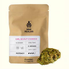 Nine Realms Girl Scout Cookies (GSC) T9HC flowers, 10g CLASSIC pouch with a GSC bud