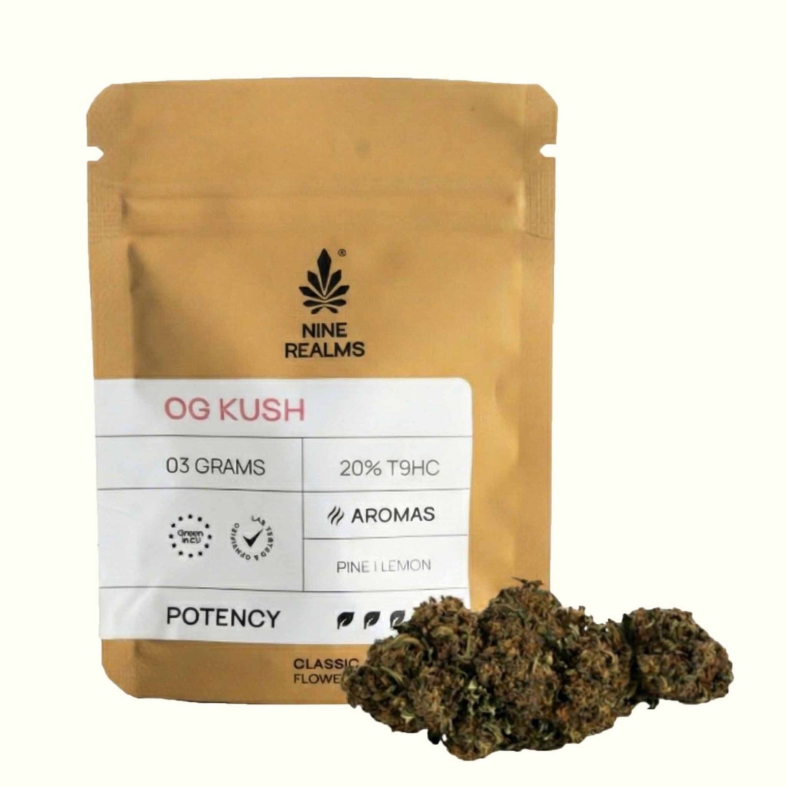 Nine Realms OG Kush T9HC flower 3g
